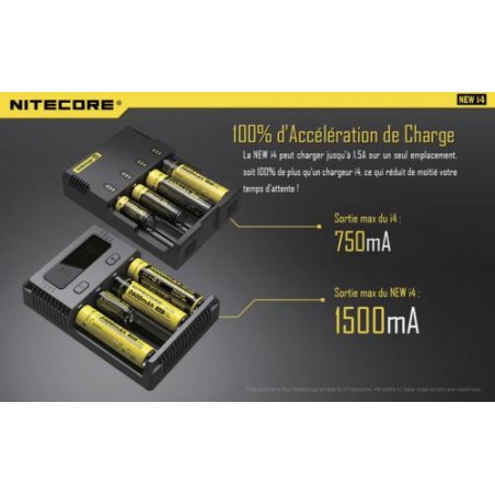 Chargeur Nitecore New i4 pour 4 Accus piles lithium / NiMH  / NiCD  - 3