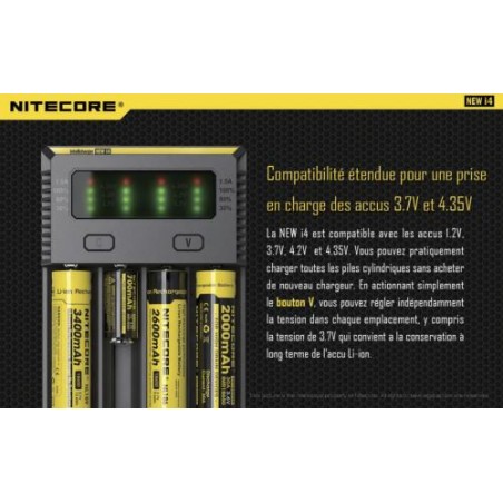 Chargeur Nitecore New i4 pour 4 Accus piles lithium / NiMH  / NiCD  - 4