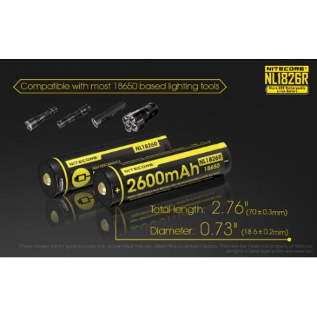Accu Nitecore NL1826R 18650 - 2600mAh 3.7V Rechargeable USB  - 2