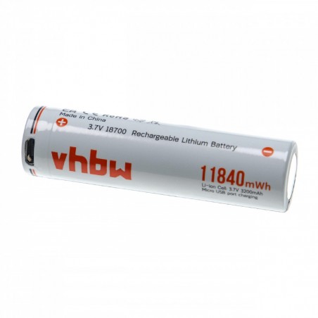 Accu  18650 - 3200mAh 3.7V Rechargeable  via câble USB VHBW  - 1