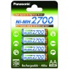4 Piles Rechargeables PANASONIC 2700mAh AA / HR6