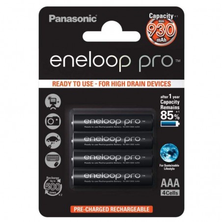 4 Piles Rechargeables Panasonic Eneloop Pro AAA / HR03 930mAh