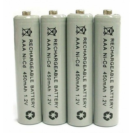 4 Piles Rechargeables pour Lampe Solaire AAA / LR03 NI-CD 450mAh