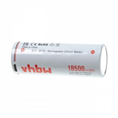 Batterie Accu 26650 - 5000mAh 3.7V Lithium Ion Rechargeable via USB