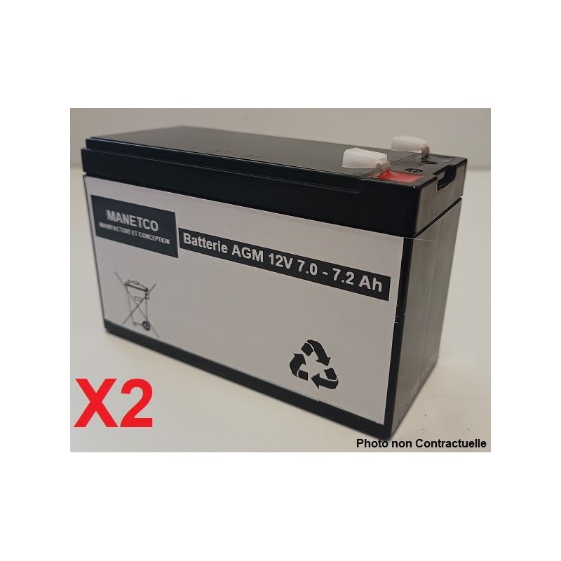 Pack de 2 Batteries 12v pour onduleur INFOSEC XP Pro 1000 RM