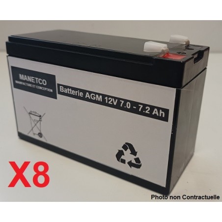 Pack 8 Batteries 12v pour onduleur APC SU2200RM3U RBC12