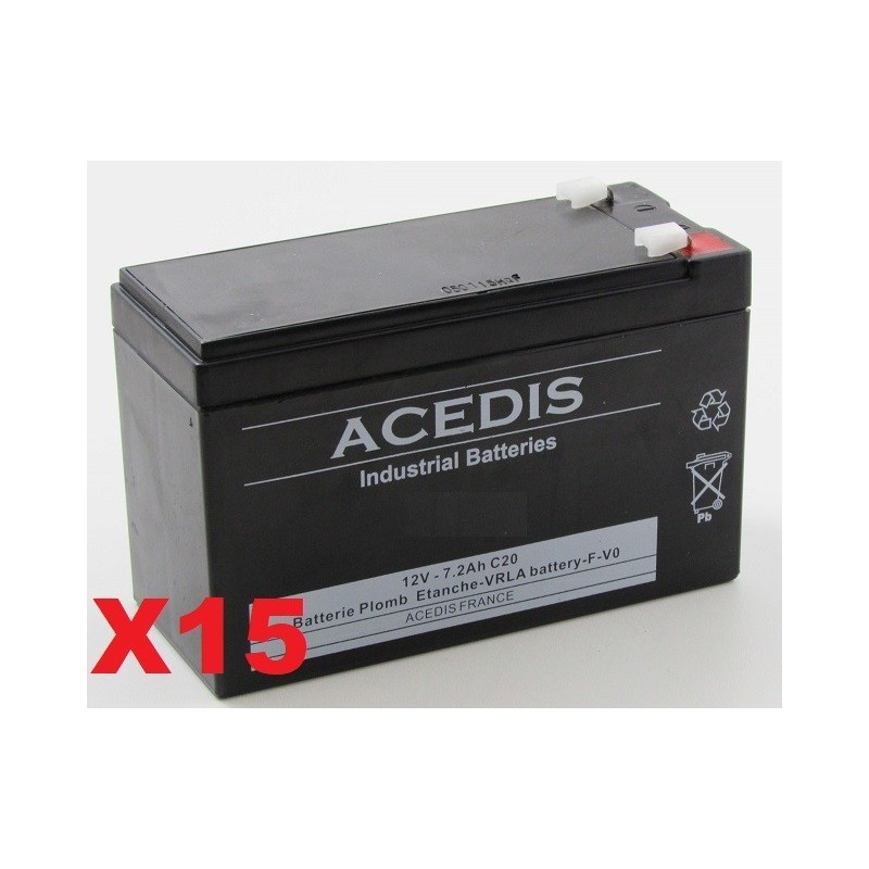 Pack 15 Batteries 12v pour onduleur Riello Sentinel Power Green SPM 6 - 6kVA (2843)