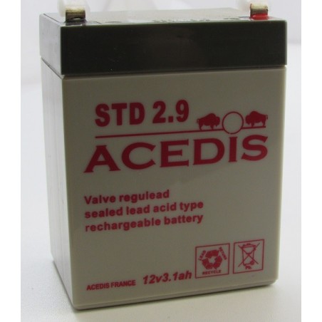 Batterie plomb étanche AGM ACDIS STD2.9 12V 3,2Ah T1