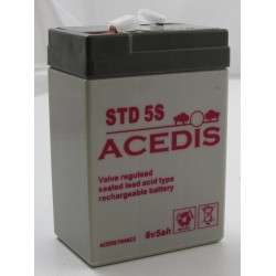 Batterie plomb étanche AGM ACDIS STD5S 6V 5Ah T1