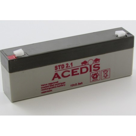 Batterie plomb etanche AGM ACDIS STD2.1 12V 2,3Ah T1 178x35x60mm