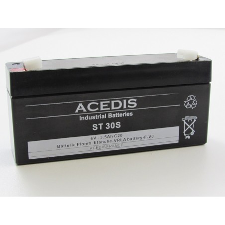 Batterie plomb étanche AGM ACEDIS ST30S 6V 3,5Ah T1