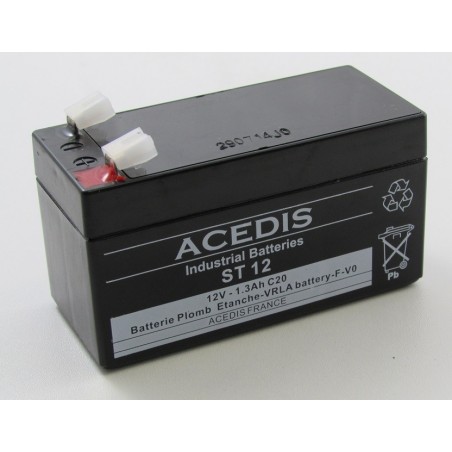 Batterie plomb étanche AGM ACEDIS ST12 12V 1,3Ah T1
