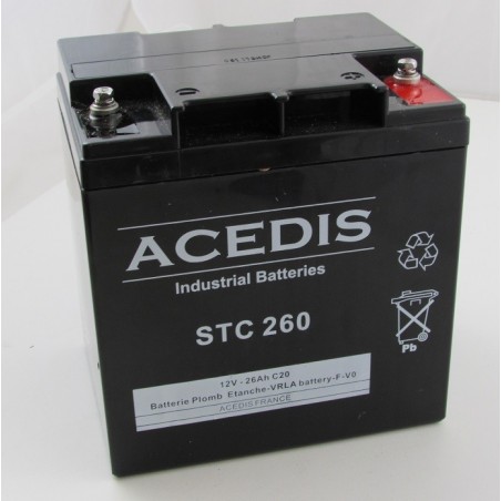 Batterie étanche  AGM ACEDIS STC260 12V 28Ah bac abs UL94