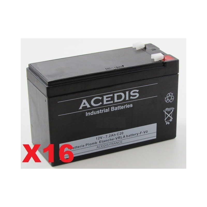 Pack 16 Batteries 12v pour onduleur Riello Sentinel Dual SDL 6000 - 6000VA (2846)