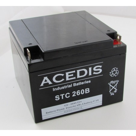 Batterie étanche  AGM ACEDIS STC260B 12V 28Ah M5 bac abs UL94 (2062)
