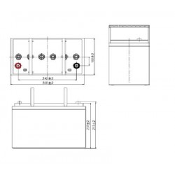 Shema Batterie GEL 12V 101Ah ACEDIS GHL12-110 FR-HB