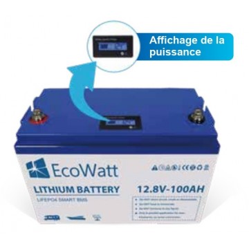 Batterie lithium LIFEP04 Li-Ion 12v 100ah ecowatt controleur de charge